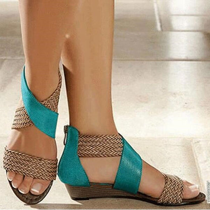 Dawn® | Bohemian Criss-Cross Woven Sandalen mit geschlossenem Absatz