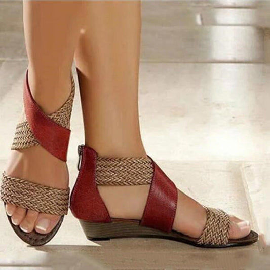 Dawn® | Bohemian Criss-Cross Woven Sandalen mit geschlossenem Absatz