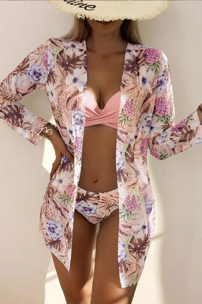 Belle® | Tropical Print Wrap Bügel-Bikini mit Cover Up