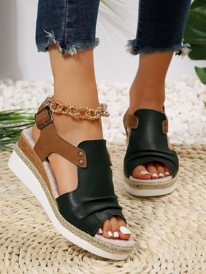 Ariyah® | Lässige Slip-On-Plattform Peep-toe-Sandalen