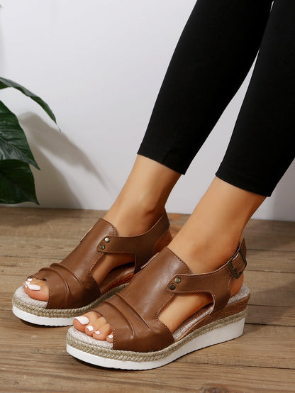 Ariyah® | Lässige Slip-On-Plattform Peep-toe-Sandalen