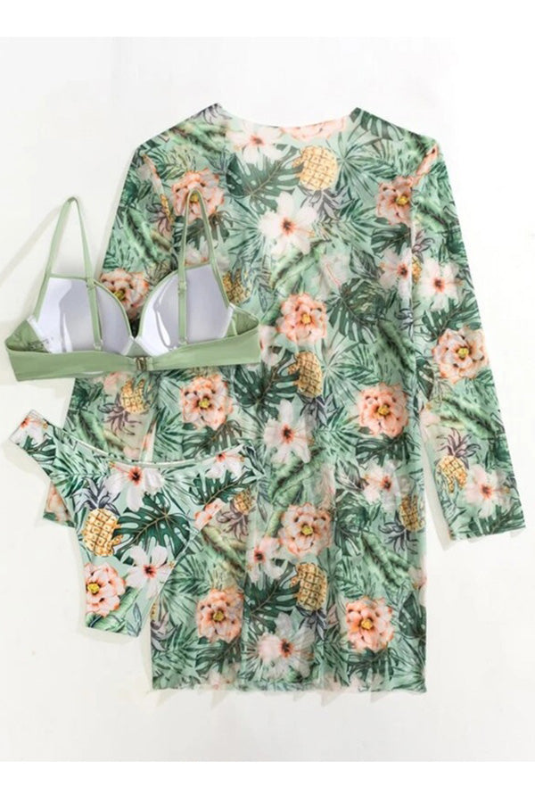 Belle® | Tropical Print Wrap Bügel-Bikini mit Cover Up