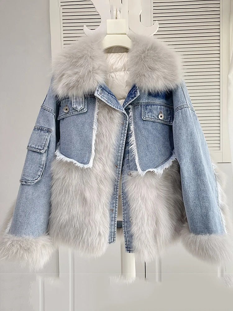 Faux Fur Denim Coat - Kelly Obi New York