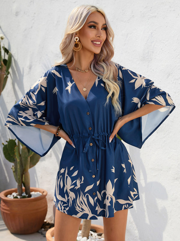 Audrey® | Dolman-Ärmel V-Ausschnitt Tropical Beach Cover-Up