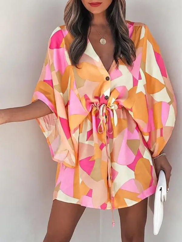 Audrey® | Dolman-Ärmel V-Ausschnitt Tropical Beach Cover-Up