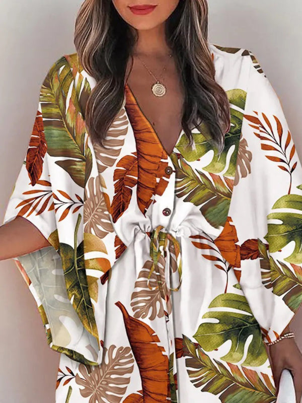 Audrey® | Dolman-Ärmel V-Ausschnitt Tropical Beach Cover-Up