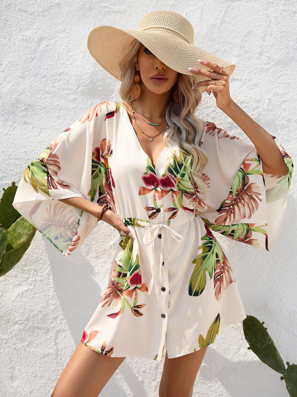 Audrey® | Dolman-Ärmel V-Ausschnitt Tropical Beach Cover-Up