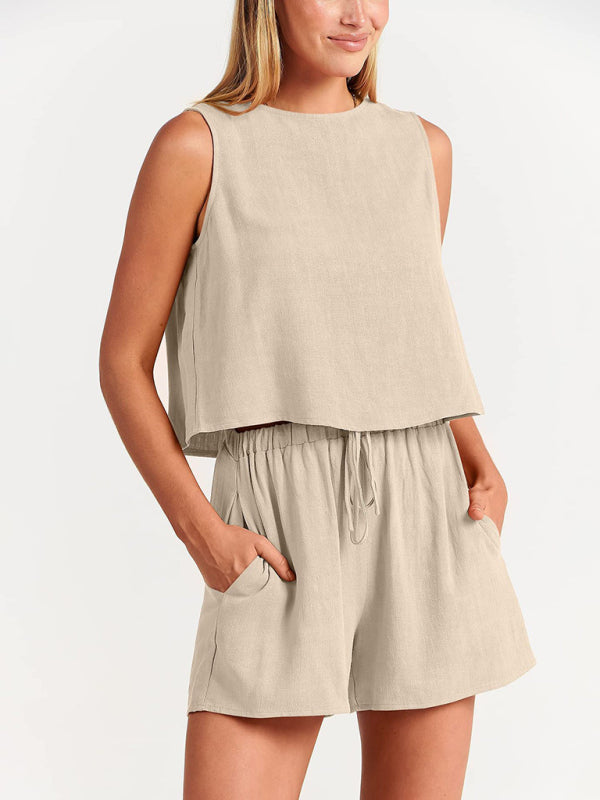 Farrah® | Cropped Sleeveless Top und passende Shorts mit Seitentaschen