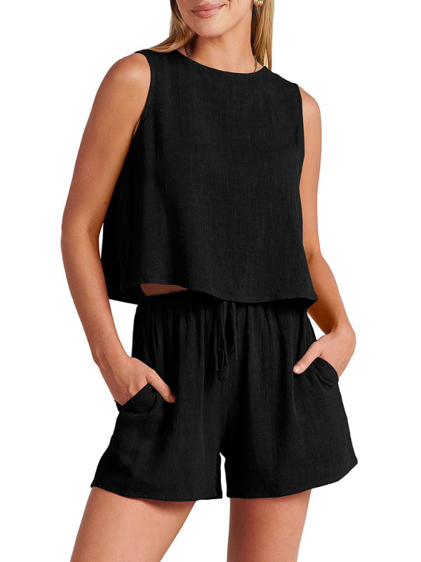 Farrah® | Cropped Sleeveless Top und passende Shorts mit Seitentaschen