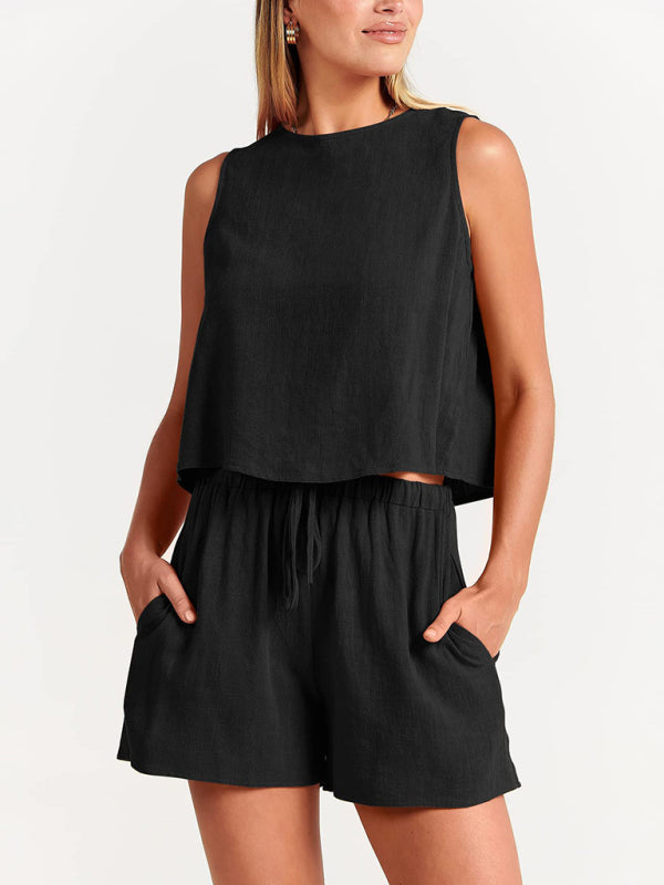 Farrah® | Cropped Sleeveless Top und passende Shorts mit Seitentaschen