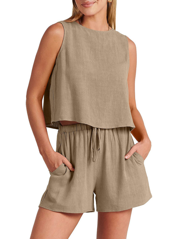 Farrah® | Cropped Sleeveless Top und passende Shorts mit Seitentaschen