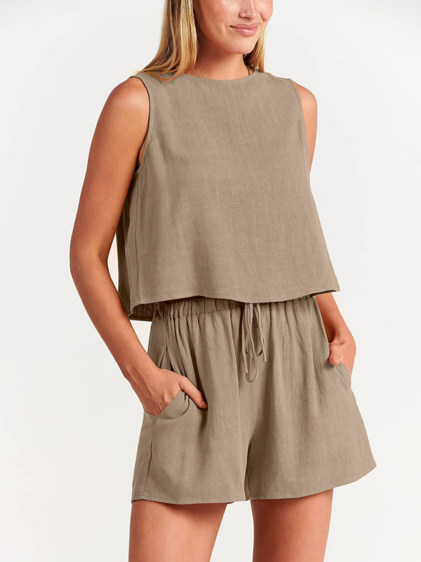 Farrah® | Cropped Sleeveless Top und passende Shorts mit Seitentaschen