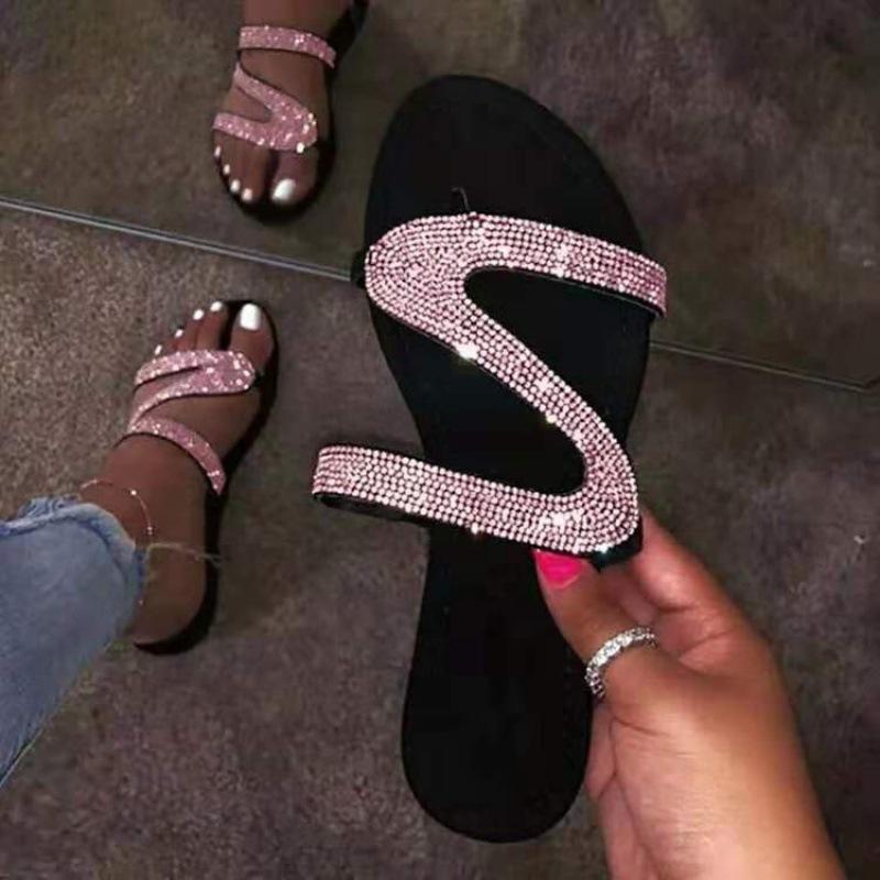 Mylene® | Strass Z-förmige flache Freizeit-Sandalen