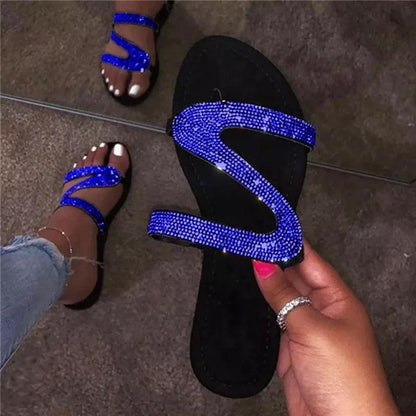 Mylene® | Strass Z-förmige flache Freizeit-Sandalen