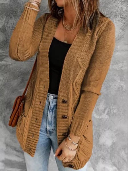 Women's Cardigans Button Pocket Long Sleeve Sweater Cardigan - LuckyFash™