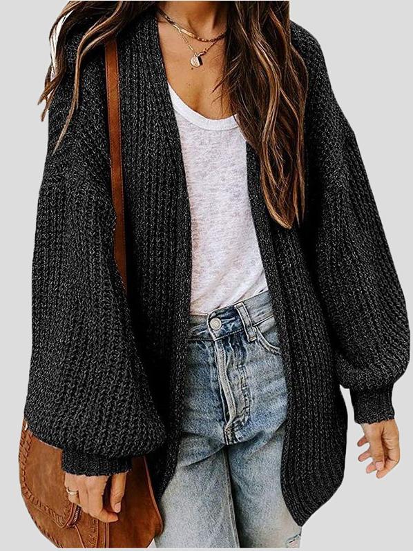 Women's Cardigans Loose Solid Long  Sleeve Sweater Cardigan - LuckyFash™